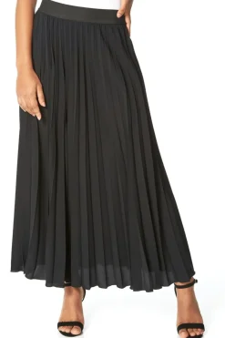 Roman Black Pleated Elastic Waist Maxi Skirt