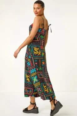 Roman Black Postcard Ric Rac Midi Dress