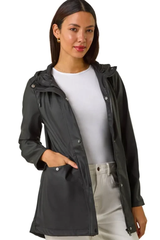 Roman Black Rain Resistant Hooded Jacket