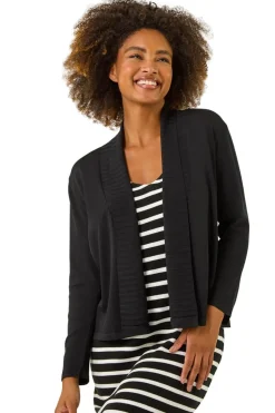 Roman Black Ribbed Detail Shrug