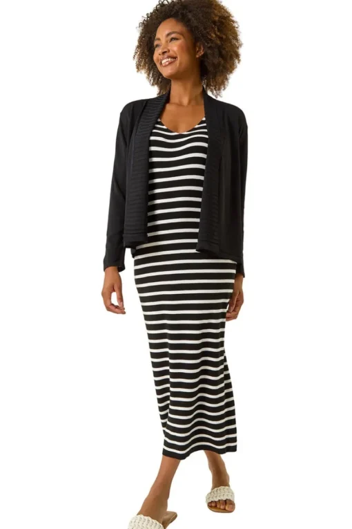 Roman Black Ribbed Detail Shrug