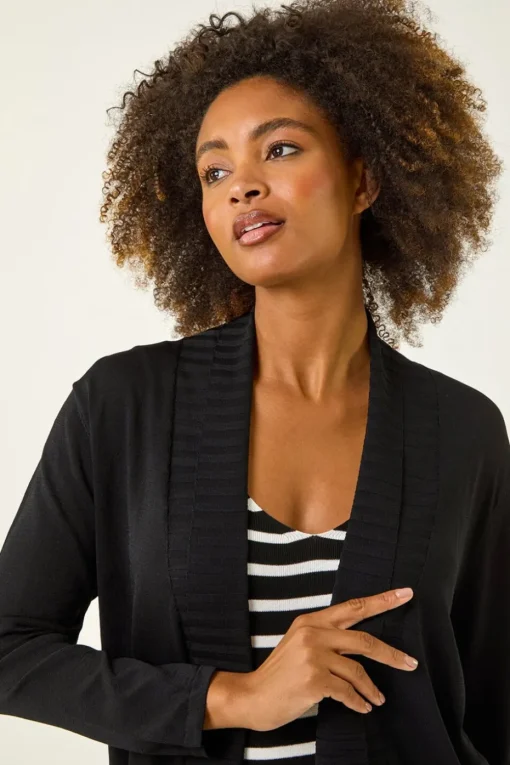 Roman Black Ribbed Detail Shrug