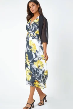 Roman Black Ruched Hem Chiffon Bolero