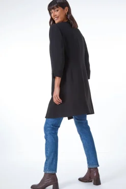 Roman Black Smart Longline Textured Jacket