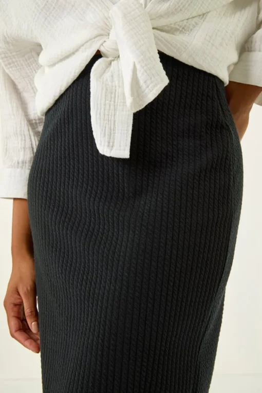 Roman Black Soft Pencil Stretch Skirt