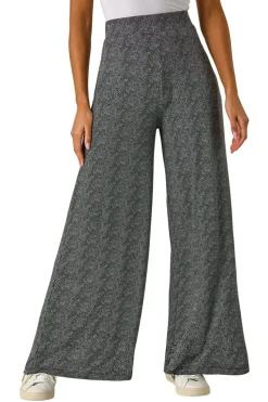 Roman Black Spot Print Wide Leg Trouser
