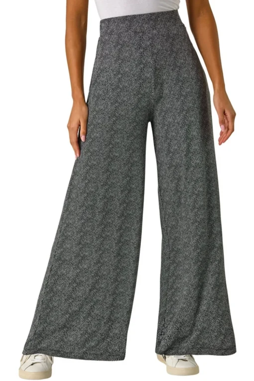 Roman Black Spot Print Wide Leg Trouser