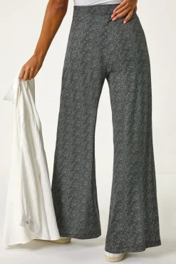 Roman Black Spot Print Wide Leg Trouser