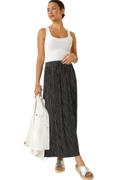 Roman Black Swirl & Spot Print A-line Skirt