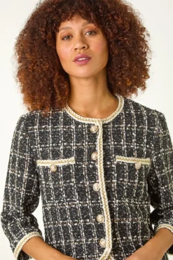 Roman Black Textured Check Pocket Jacket