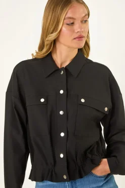 Roman Black Utility Collared Pocket Jacket