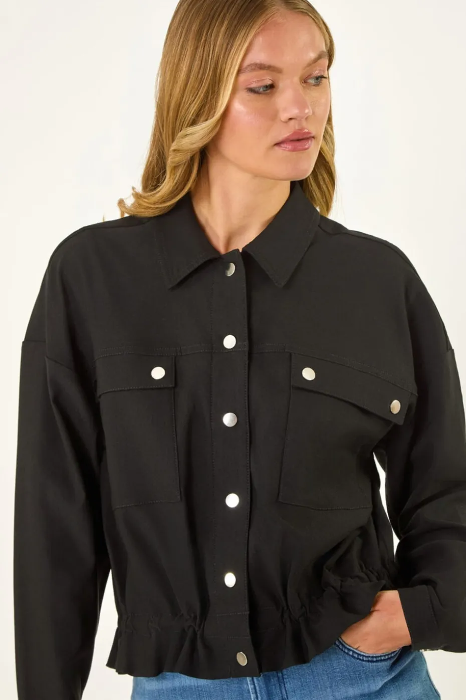 Roman Black Utility Collared Pocket Jacket