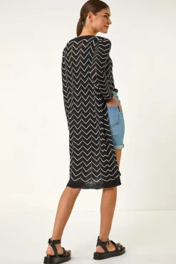 Roman Black Zig Zag Longline Cardigan