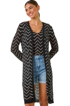 Roman Black Zig Zag Longline Cardigan