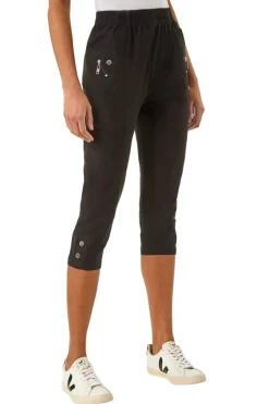 Roman Black Zip Detail Bengaline Crop Trousers