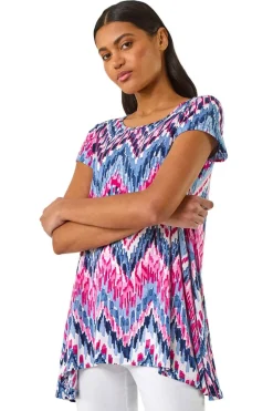 Roman Blue Abstract Chevron Tunic Top