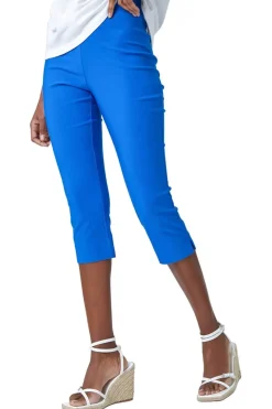 Roman Blue Cropped Stretch Trouser Capri Summer Leggings 3/4 Pedal Pushers