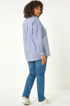 Roman Blue Curve Dobby Spot Stripe Shirt