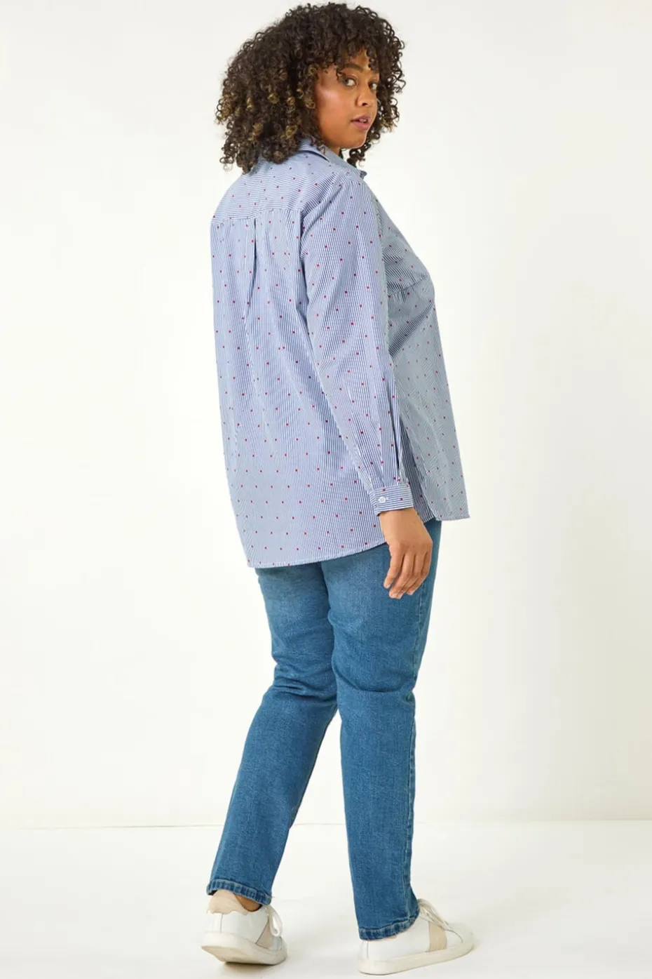 Roman Blue Curve Dobby Spot Stripe Shirt