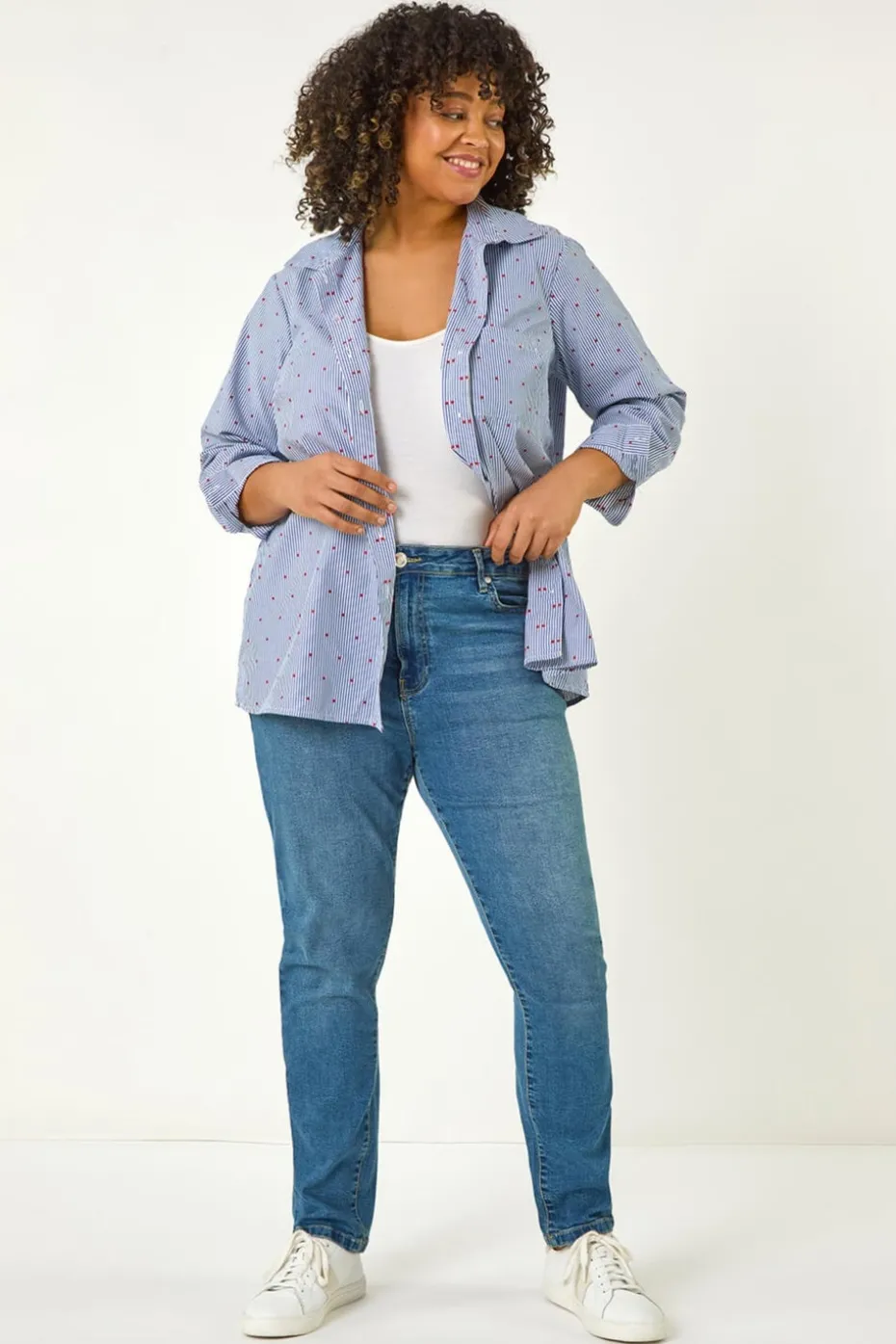 Roman Blue Curve Dobby Spot Stripe Shirt