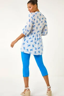 Roman Blue Floral Print Overshirt