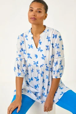 Roman Blue Floral Print Overshirt