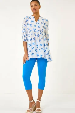 Roman Blue Floral Print Overshirt