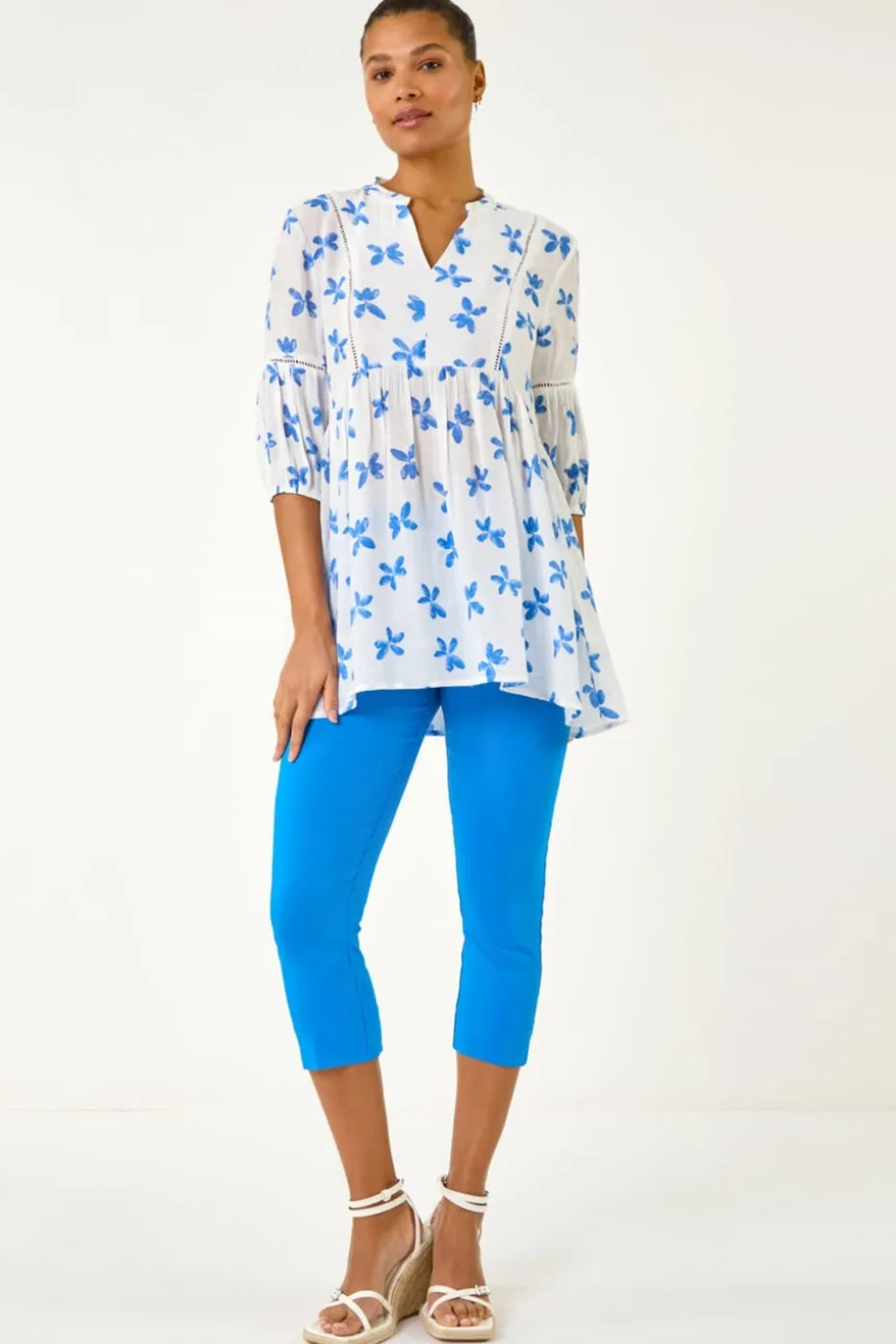 Roman Blue Floral Print Overshirt