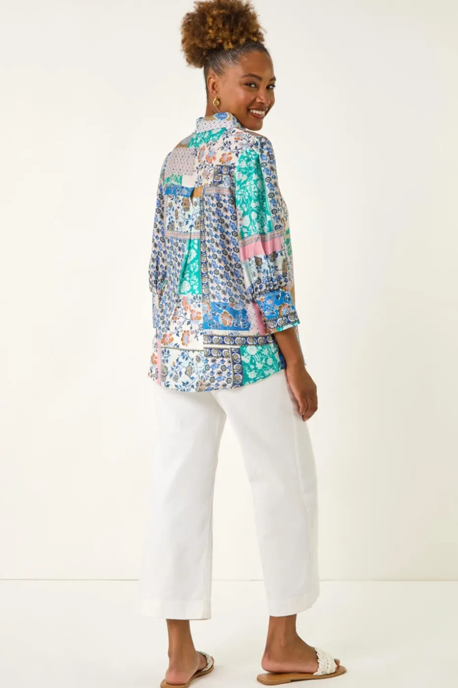 Roman Blue Patchwork Printed Shirt