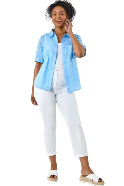 Roman Blue Petite Jacquard One Pocket Shirt