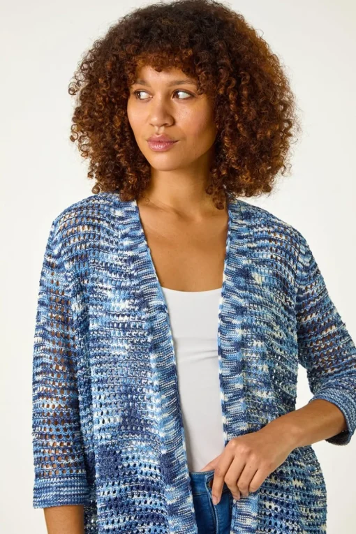 Roman Blue Space Dye Knit Cardigan