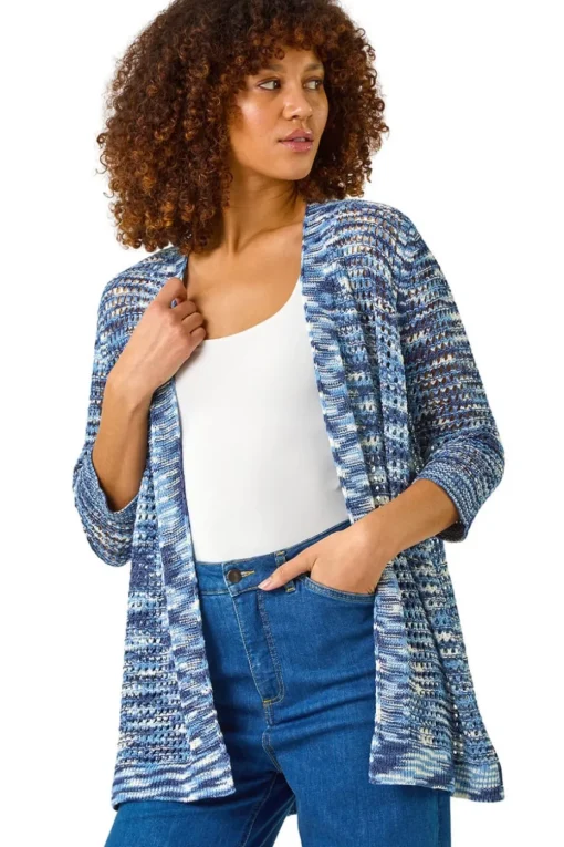 Roman Blue Space Dye Knit Cardigan