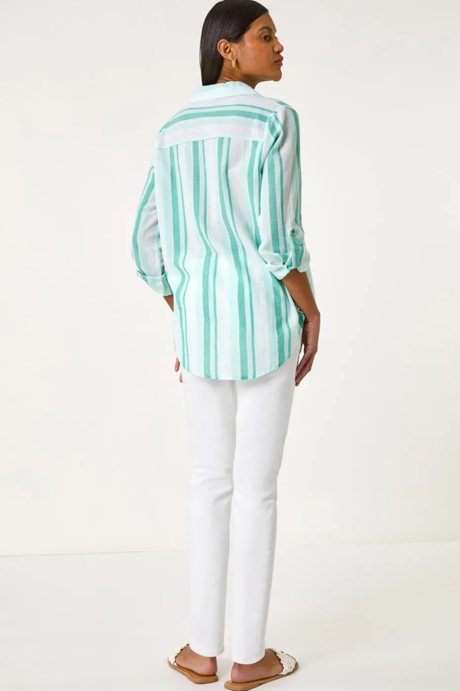 Roman Blue Stripe Collar V Neck Shirt