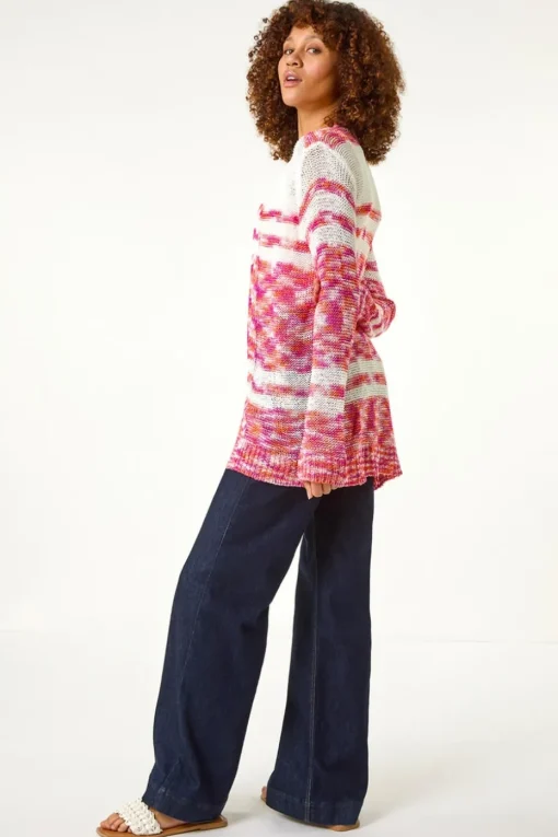 Roman Candy Pink Colour Block Spacedy Knit Cardigan