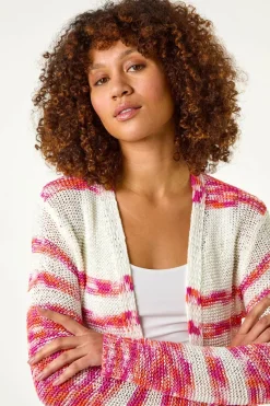 Roman Candy Pink Colour Block Spacedy Knit Cardigan