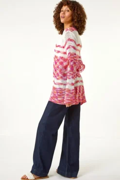 Roman Candy Pink Colour Block Spacedy Knit Cardigan
