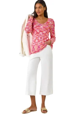 Roman Candy Pink Spacedye V Neck Knit Jumper