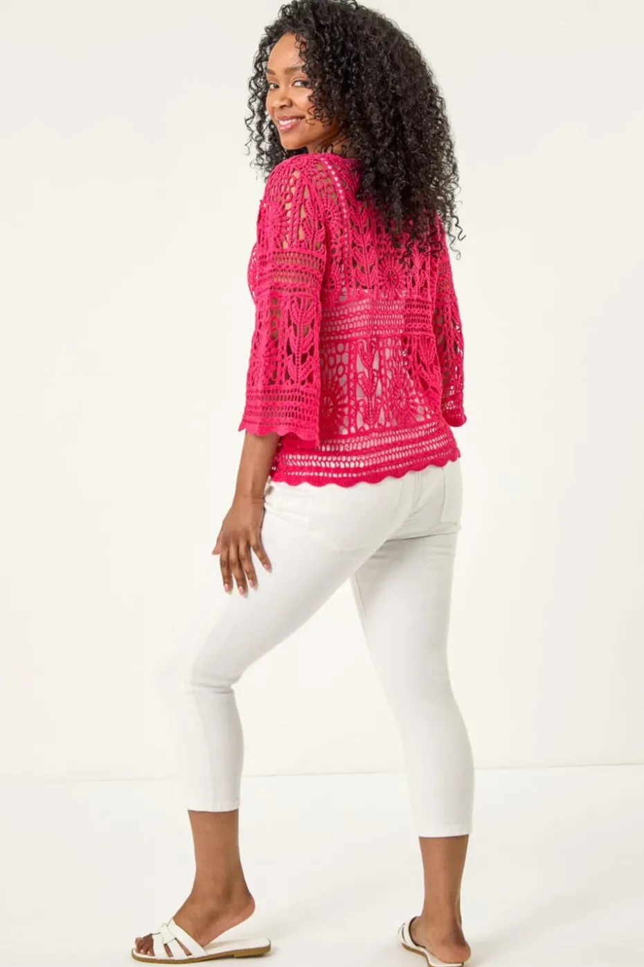 Roman Cerise Petite Cotton Crotchet Tunic Top