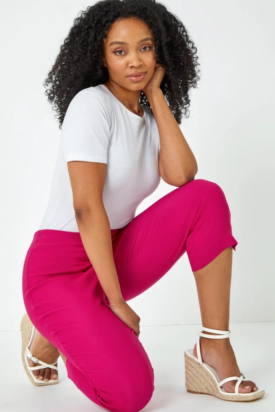 Roman Cerise Petite Cropped Stretch Trouser