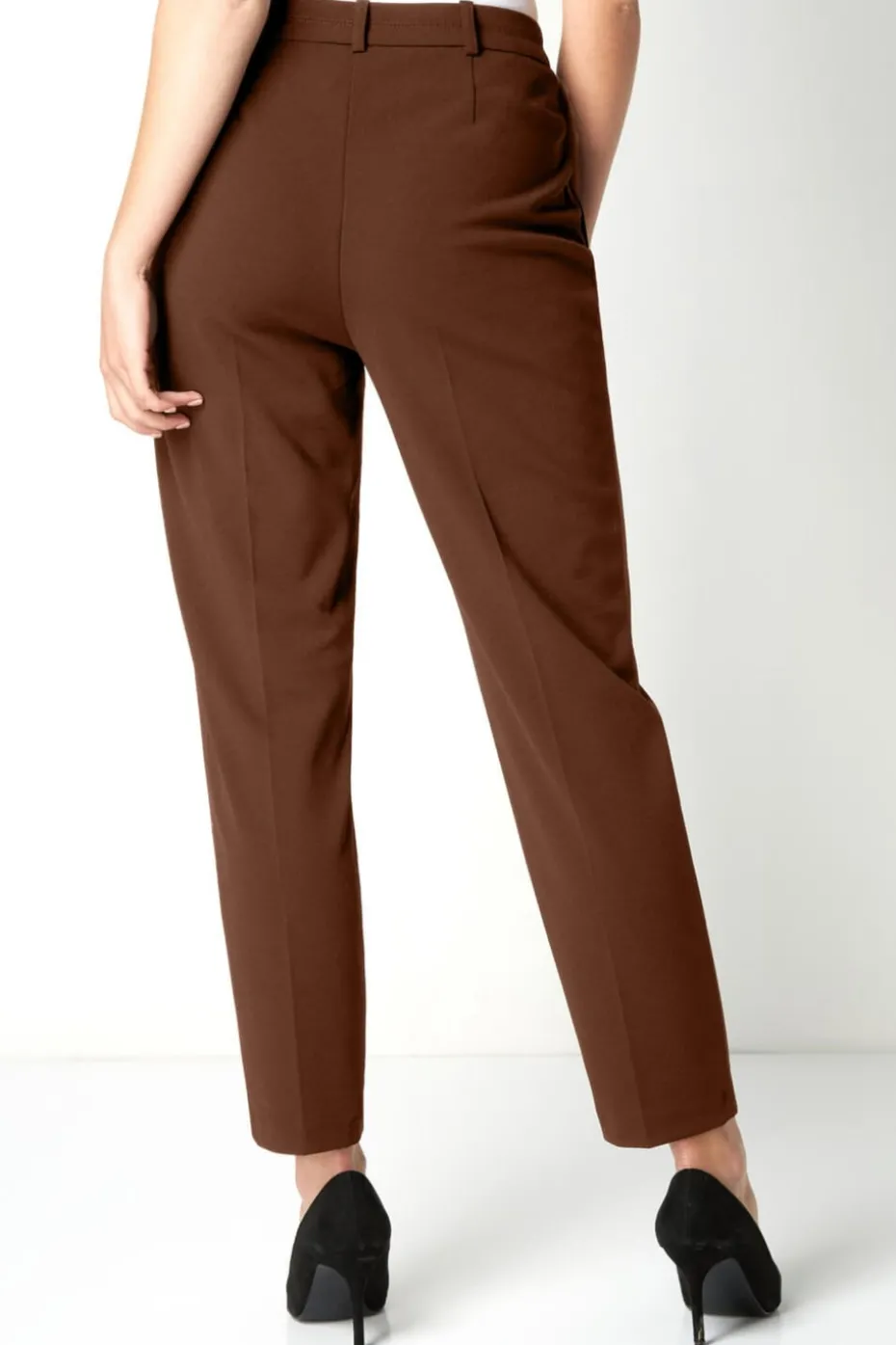 Roman Chocolate Short Straight Leg Stretch Trouser