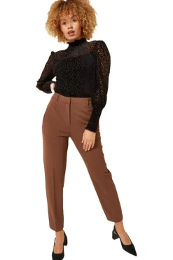Roman Chocolate Short Straight Leg Stretch Trouser