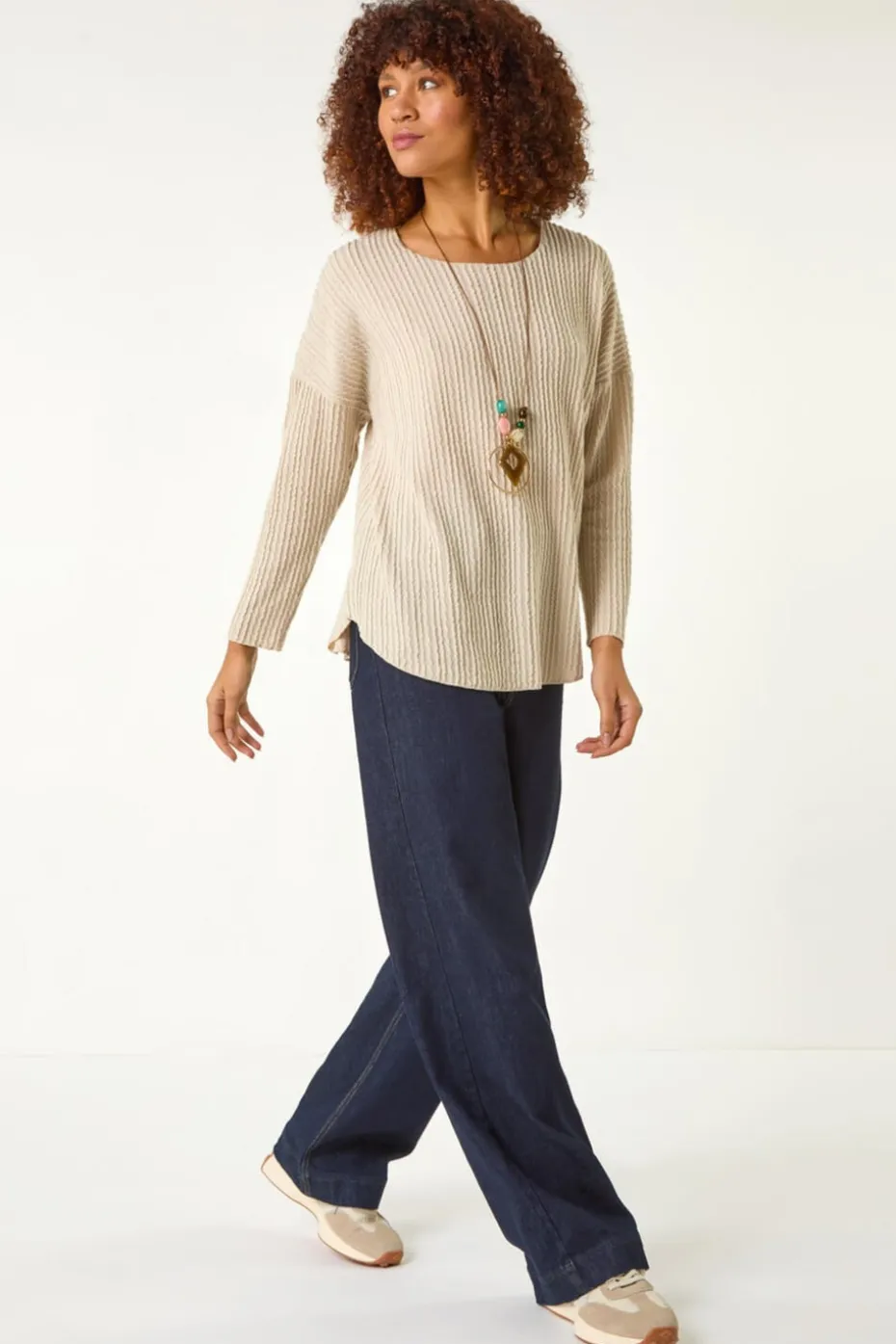Roman Cream Textured Relaxed Top