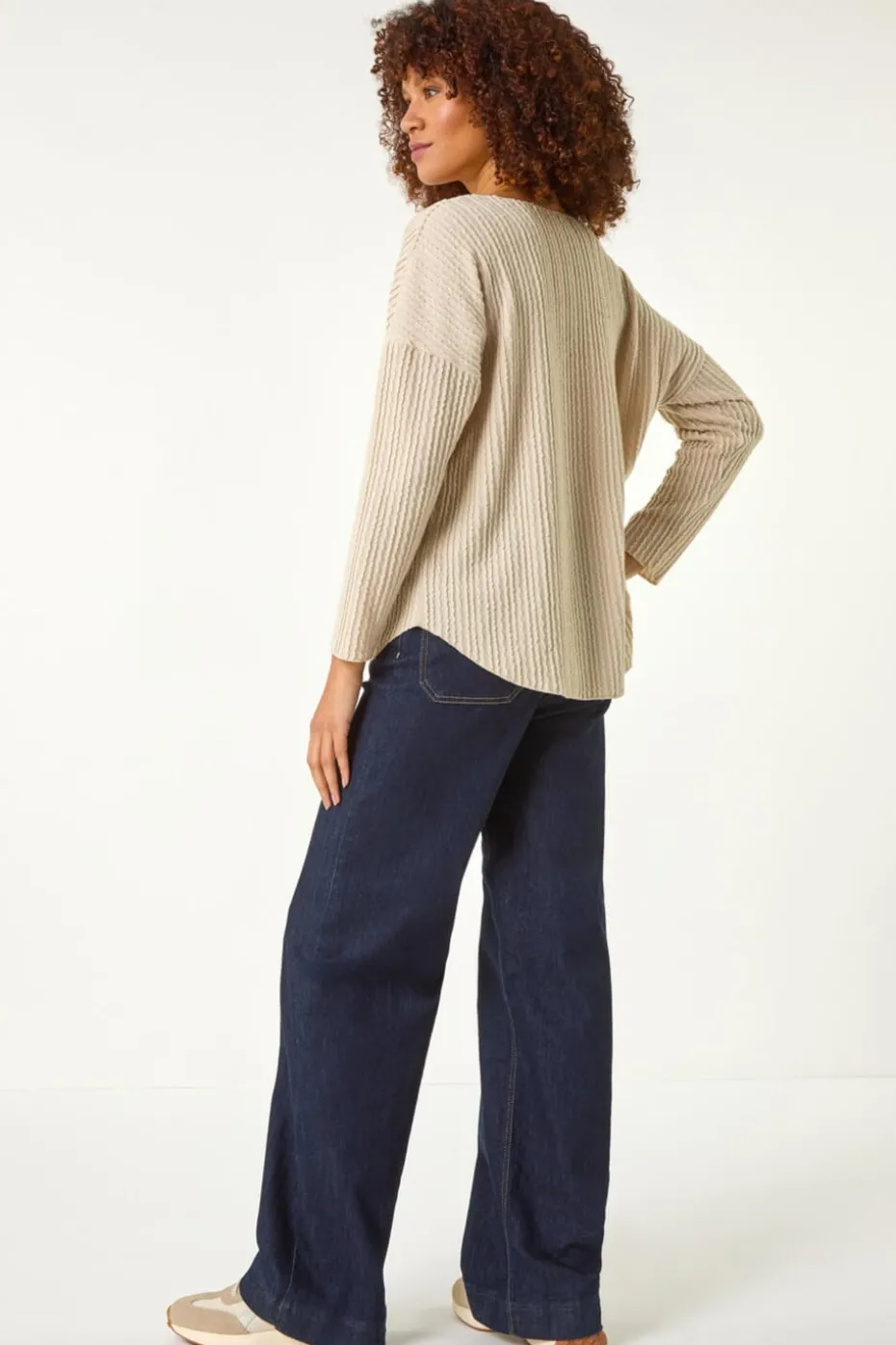 Roman Cream Textured Relaxed Top