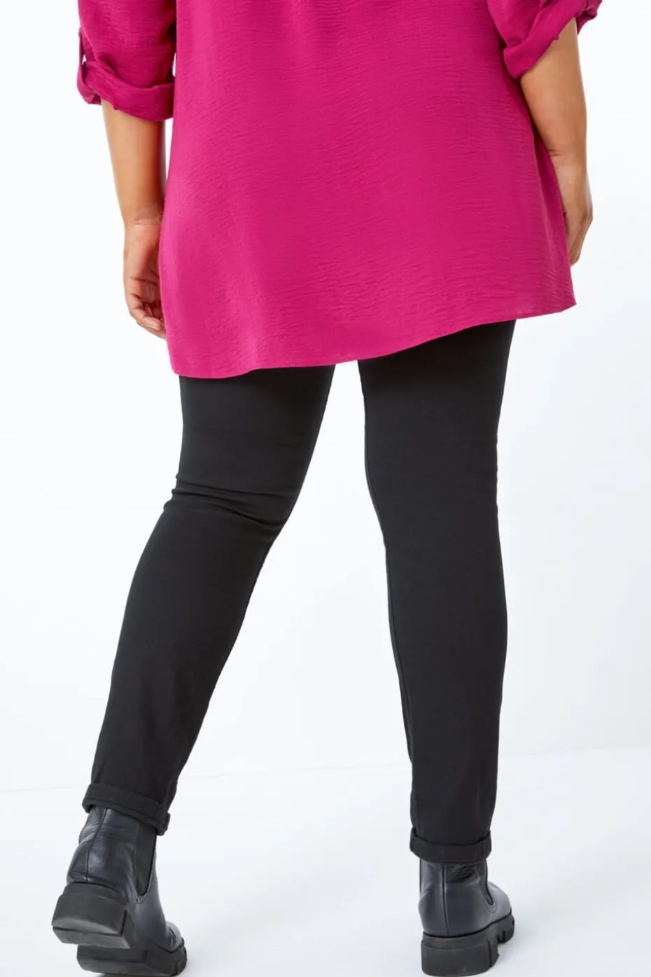 Roman Curve Black Elastic Waist Stretch Denim Jegging