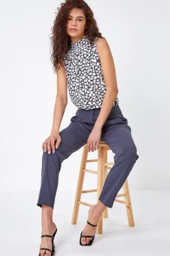 Roman Dark Grey Long Straight Leg Stretch Trouser