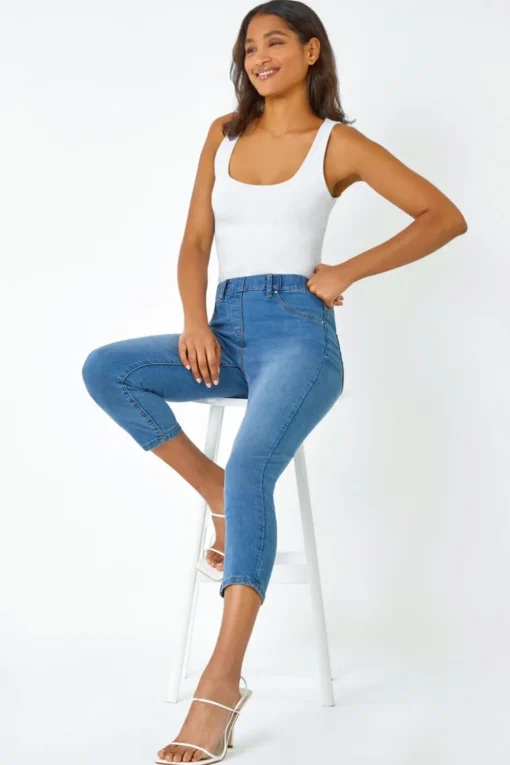 Roman Denim Blue Cropped Stretch Denim Jegging