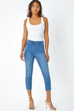 Roman Denim Blue Cropped Stretch Denim Jegging