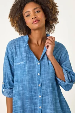 Roman Denim Cotton Button Through Shirt