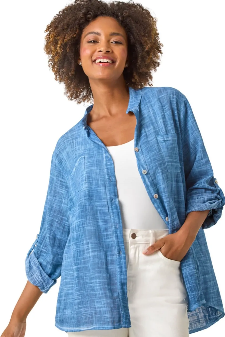 Roman Denim Cotton Button Through Shirt