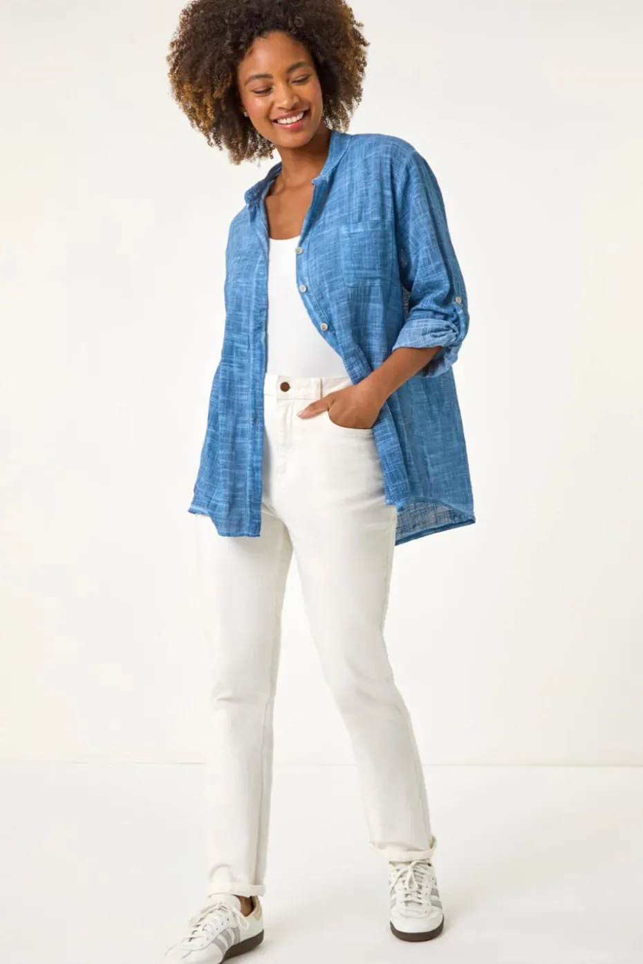 Roman Denim Cotton Button Through Shirt